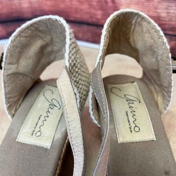 Gaimo Canvas Taupe Platform Wedge Espadrilles Handmade - Picture 14 of 16